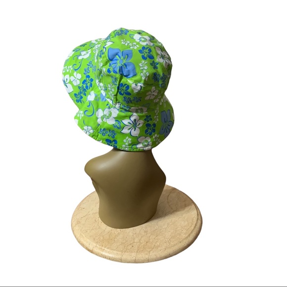 Faded Glory Lime Green Floral Reversible Bucket Hat - Picture 4 of 4